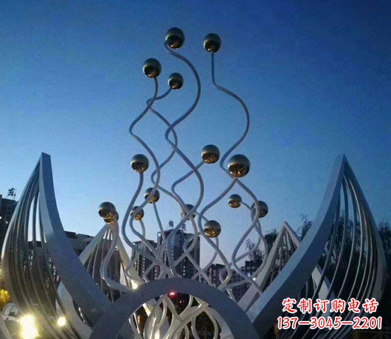 山西不锈钢荷花雕塑美丽的象征