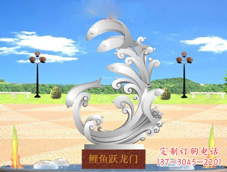 山西不锈钢广场上的龙雕塑