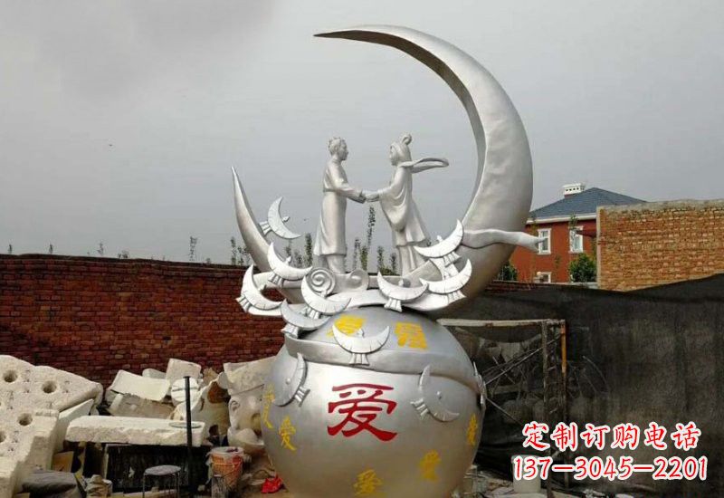 山西牛郎织女传说的不锈钢雕塑