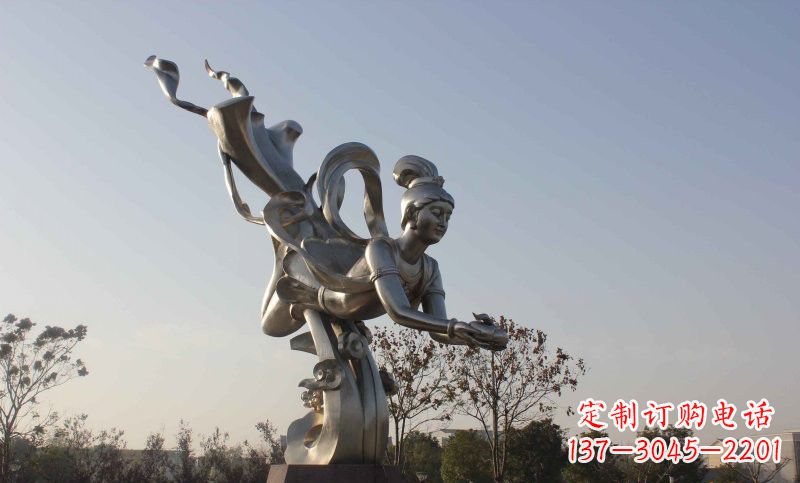山西不锈钢蟠桃仙女雕塑美丽的传说