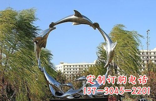 山西不锈钢海豚雕塑 (2)
