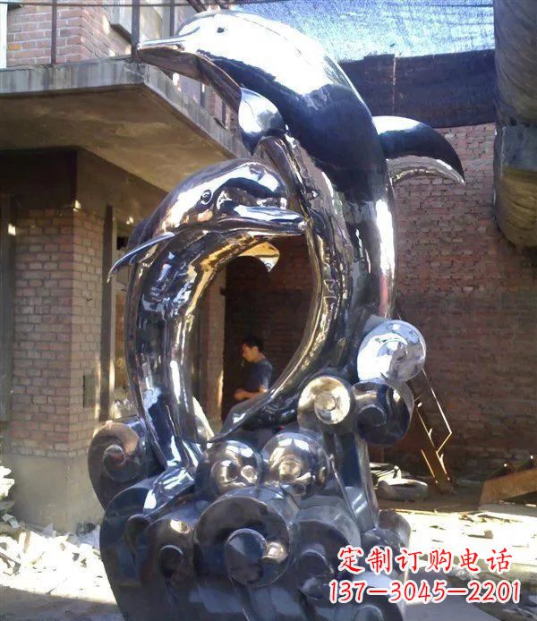 山西不锈钢海豚美观动态的雕塑