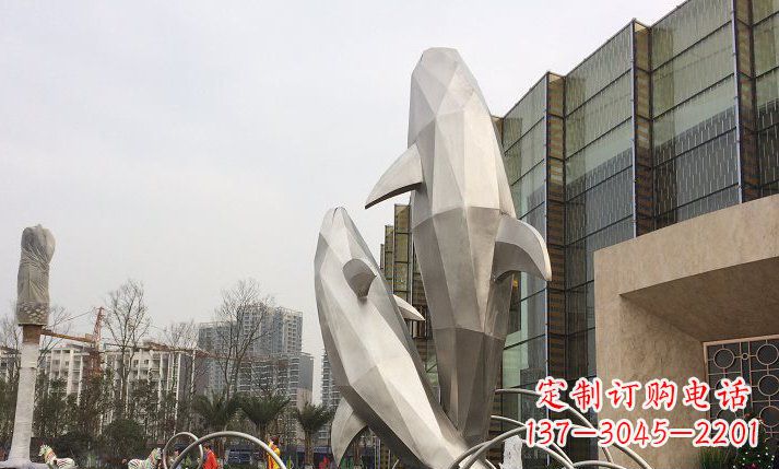 山西不锈钢海豚喷泉雕塑精美的海洋之美
