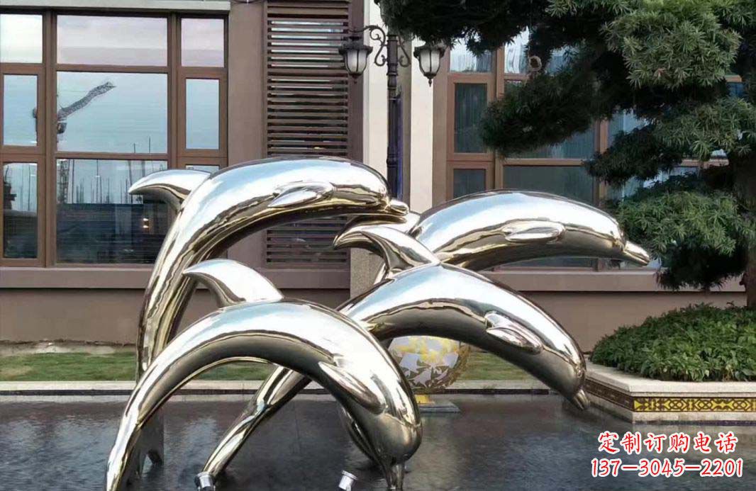 山西不锈钢海豚跳跃雕塑精美绝伦