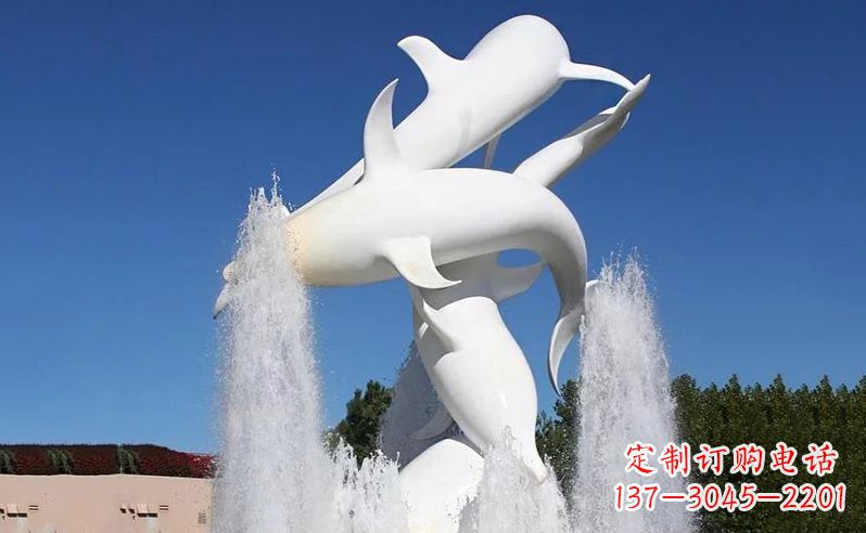 山西不锈钢海豚喷泉雕塑传递海豚的美丽