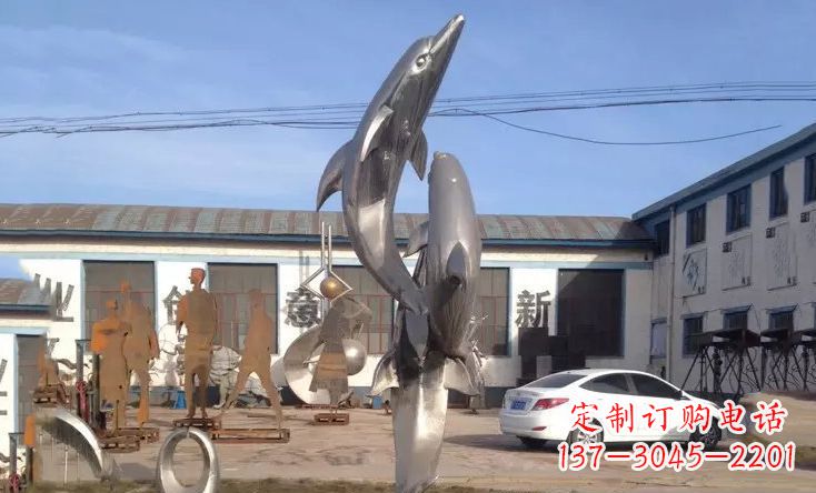 山西不锈钢海豚嬉戏雕塑精美的艺术视觉
