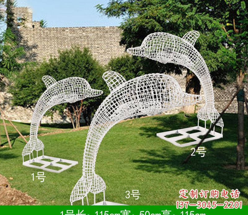 山西不锈钢海豚组合雕塑精美的艺术品