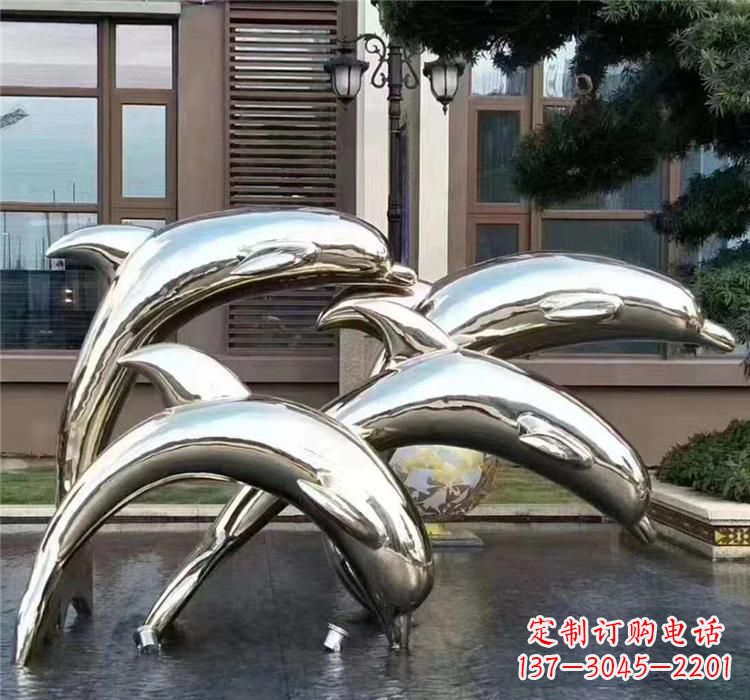山西不锈钢海洋动物雕塑——海豚