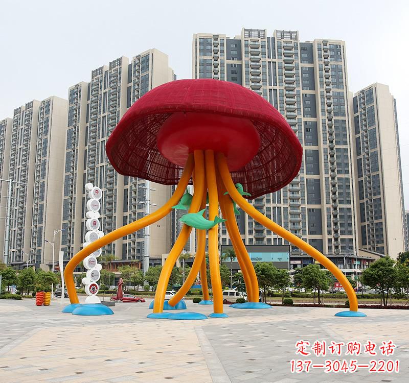 山西不锈钢海洋水母动物雕塑精美绝伦