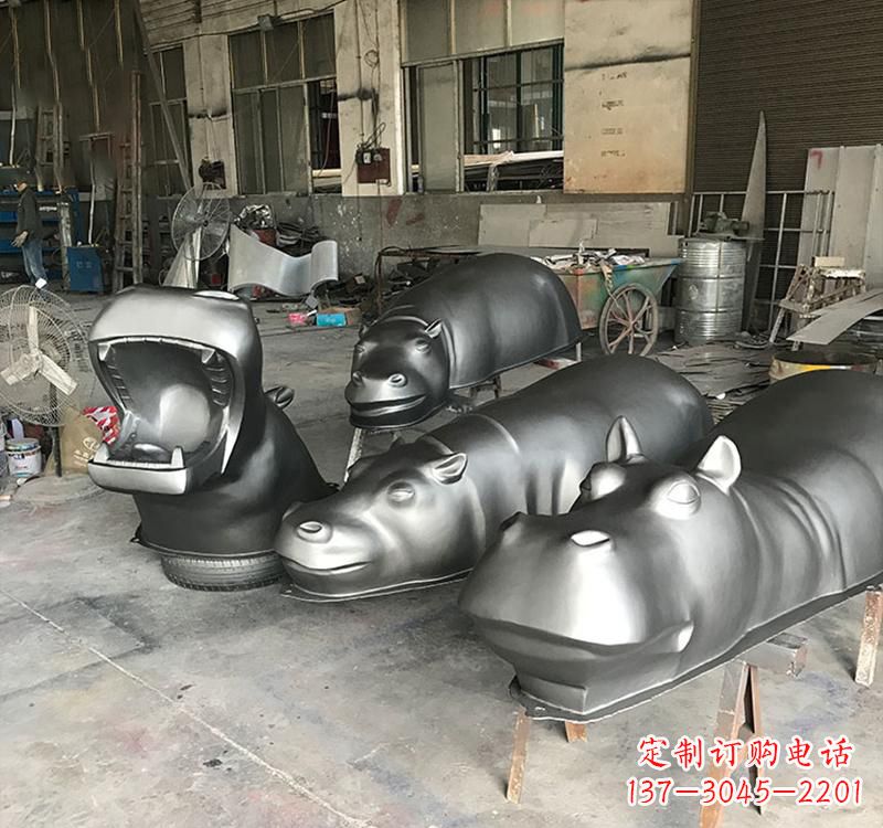 山西静态之美22英寸不锈钢河马雕塑