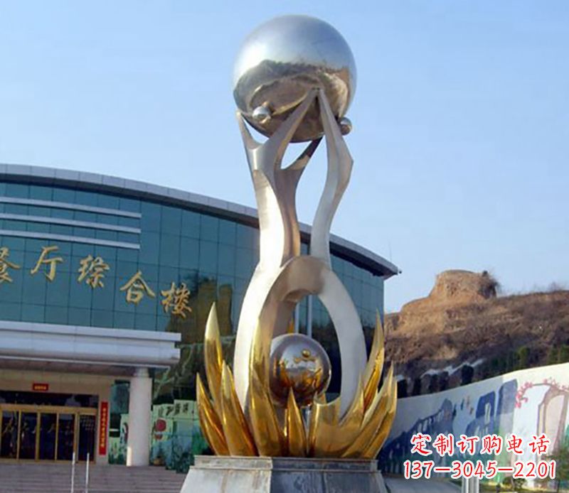 山西不锈钢荷叶托球雕塑艺术之美