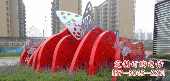 山西不锈钢蝴蝶小区景观雕塑美丽的蝴蝶展翅