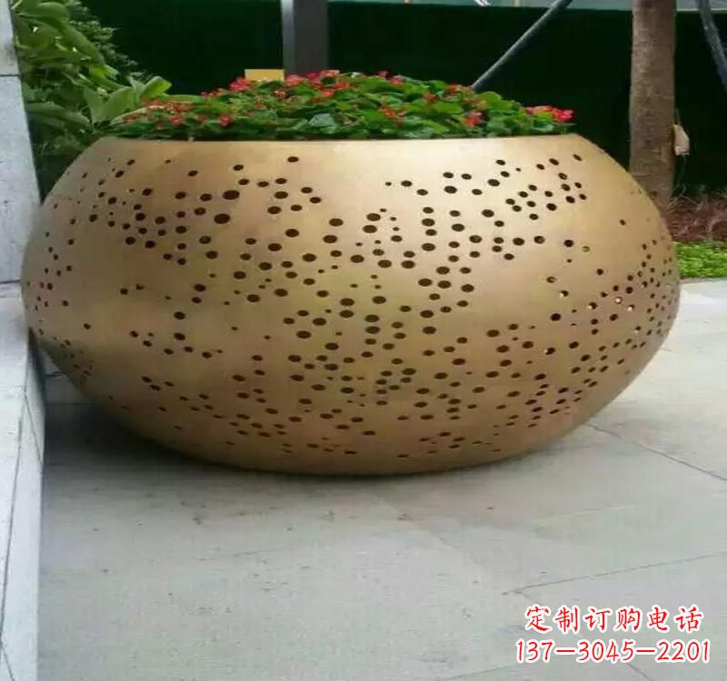 山西不锈钢户外花盆雕塑美观耐用的室外装饰