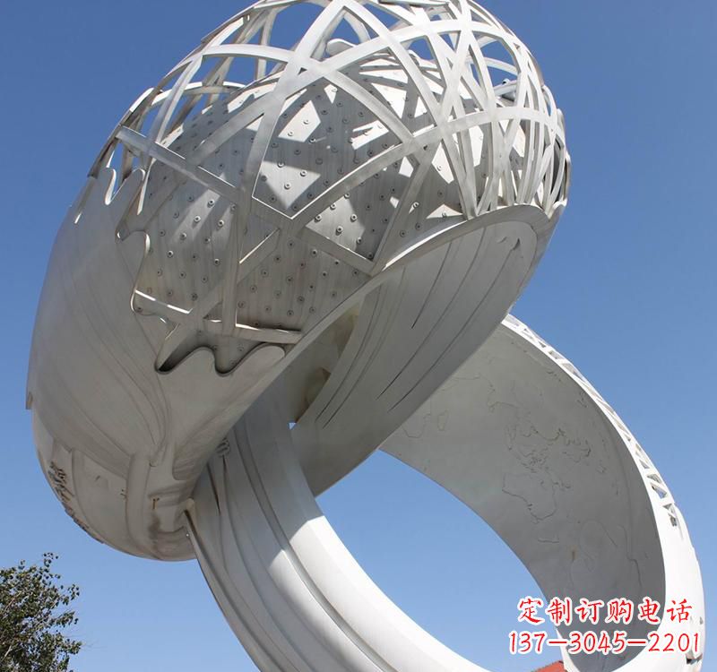 山西不锈钢户外婚庆戒指雕塑婚礼永恒的记忆