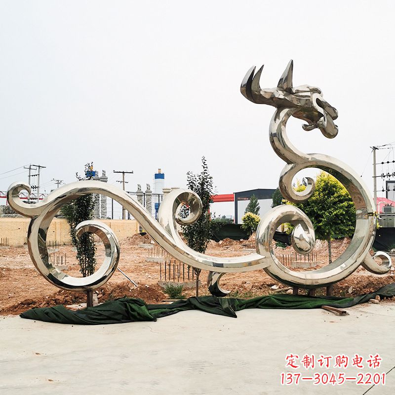 山西不锈钢花边龙形雕塑传承中华文化精髓