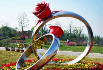 山西不锈钢公园玫瑰花戒指雕塑精致精美的礼物