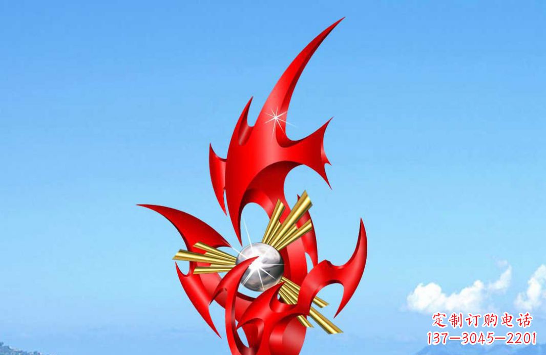 山西不锈钢火苗抽象景观雕塑给城市添彩