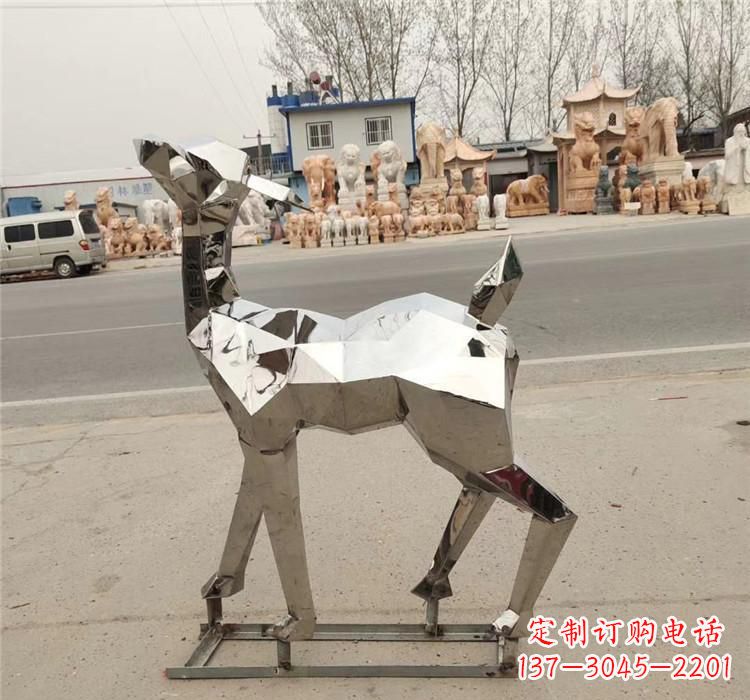 山西不锈钢几何小鹿雕塑精美艺术品