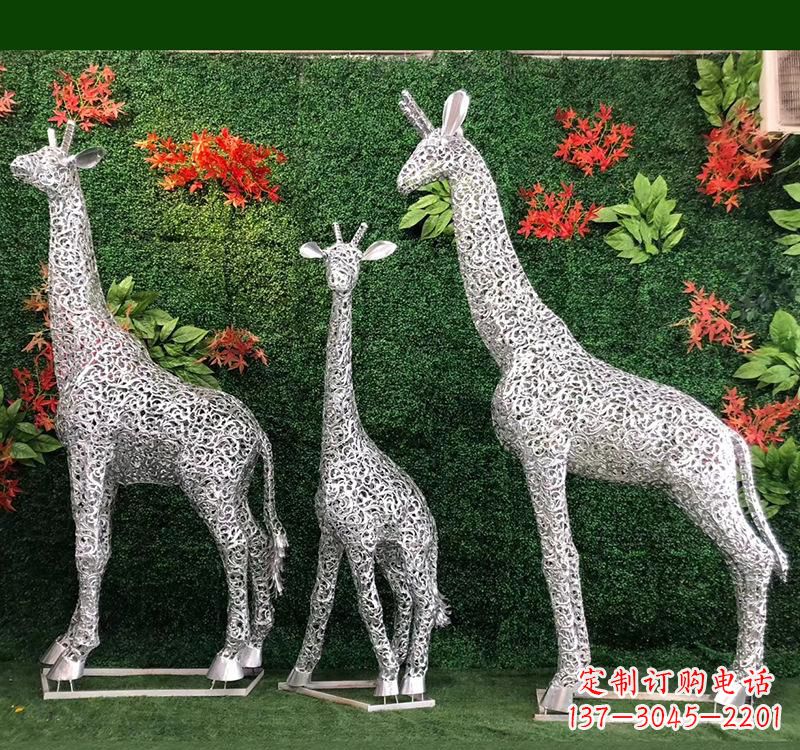 山西不锈钢几何长颈鹿雕塑