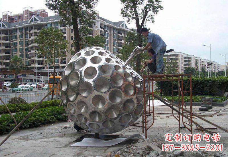 山西不锈钢苹果雕塑