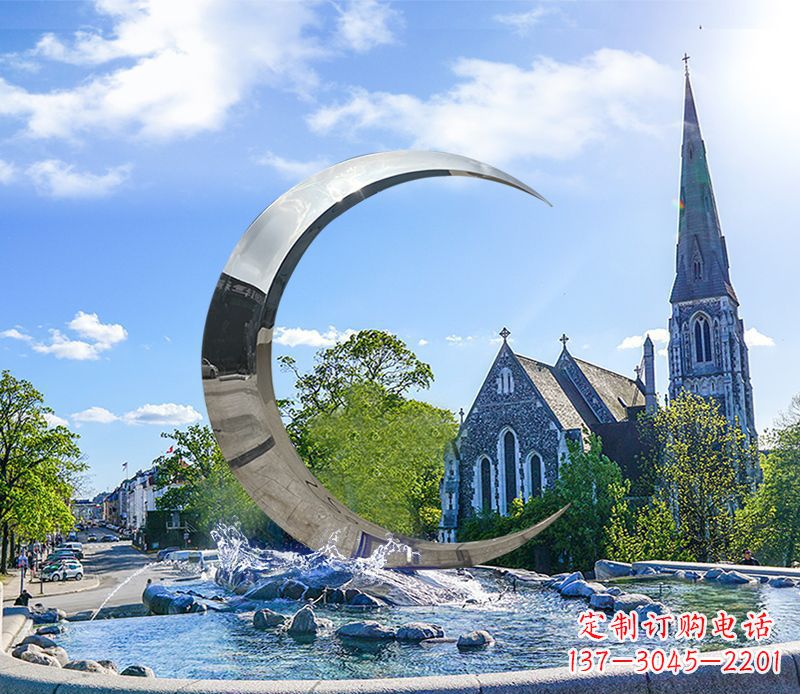 山西不锈钢景观月亮雕塑精美绝伦