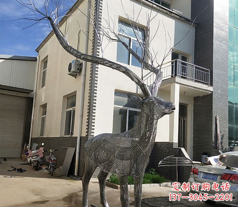 山西不锈钢景观梅花鹿雕塑美丽的艺术精品