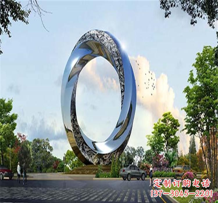 山西不锈钢圆环雕塑美丽的空间装饰