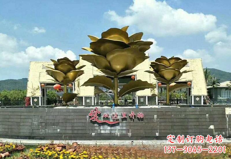 山西不锈钢玫瑰雕塑美丽的艺术品