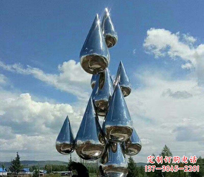 山西不锈钢镜面大型水滴雕塑——艺术精美、精致优雅