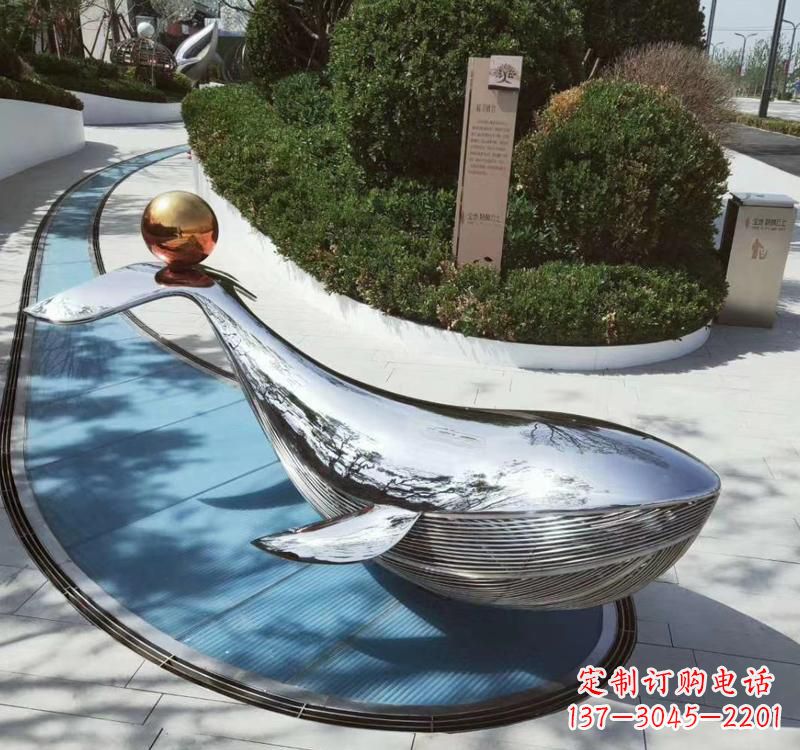 山西精美不锈钢海豚雕塑