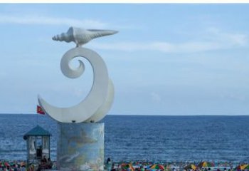 山西海浪与海螺雕塑的结合——不锈钢景区的美景