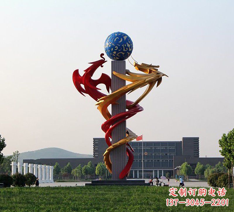 山西不锈钢龙凤雕塑神秘而又神奇