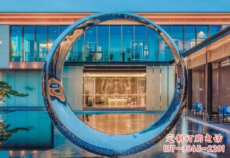 山西不锈钢镂空灯光圆环雕塑