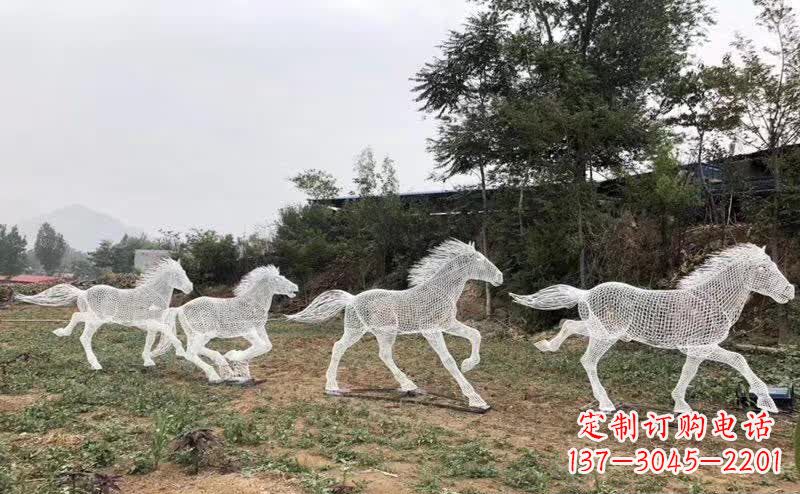 山西不锈钢镂空群马群奔跑雕塑