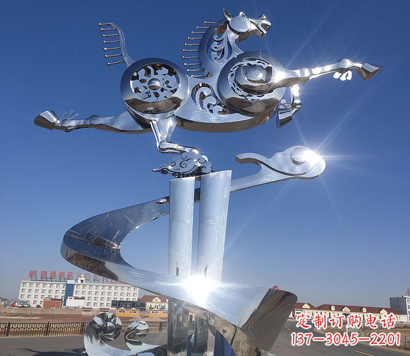 山西不锈钢马踏飞燕雕塑 (2)
