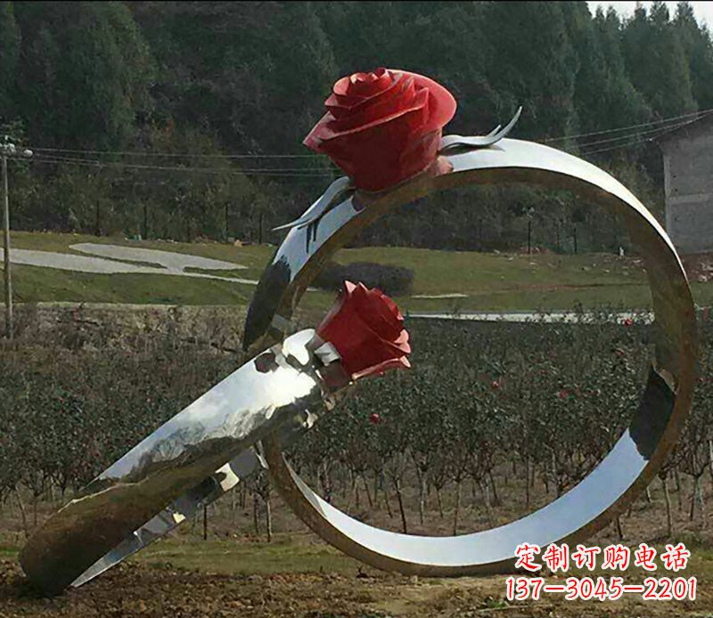 山西不锈钢玫瑰雕塑精美的艺术珍品