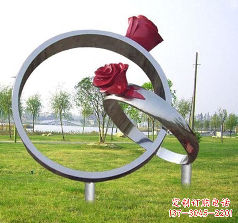 山西精美不锈钢玫瑰戒指雕塑