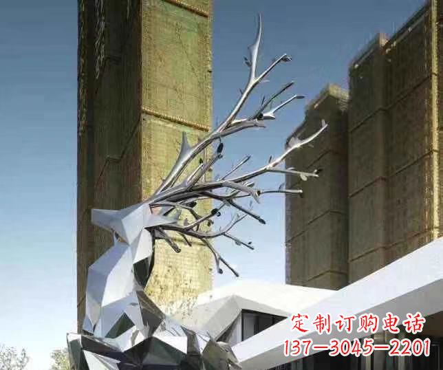 山西不锈钢梅花鹿雕塑 群鹿雕塑 城市景观动物雕塑