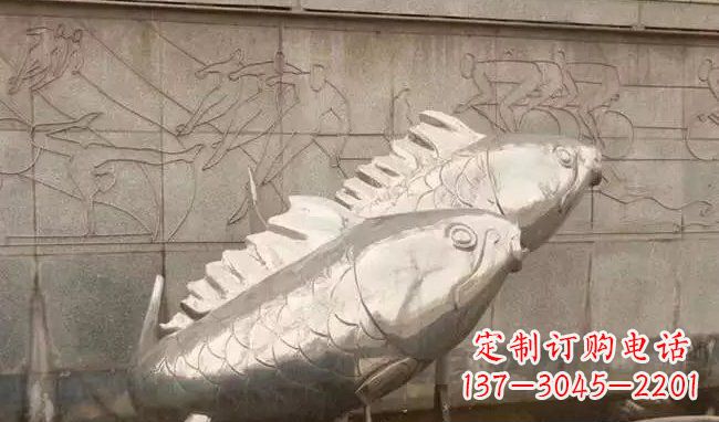 山西不锈钢喷泉鱼雕塑美丽装点城市