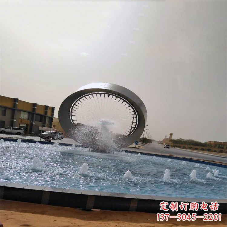山西精美不锈钢喷泉雕塑,增添环形绿景魅力