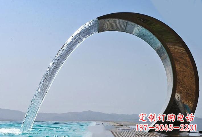 山西精美不锈钢喷水圆环雕塑