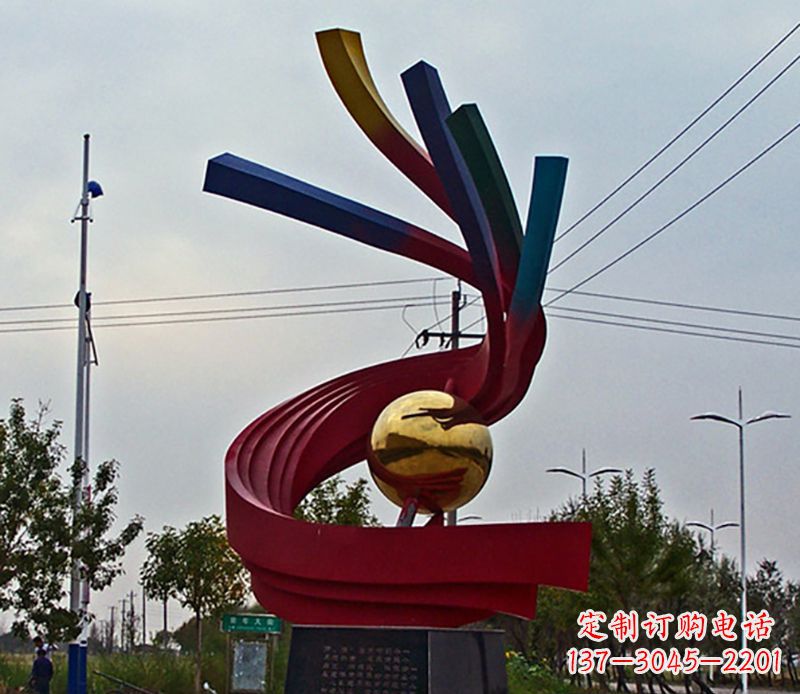 山西不锈钢飘带雕塑艺术与自然的完美结合