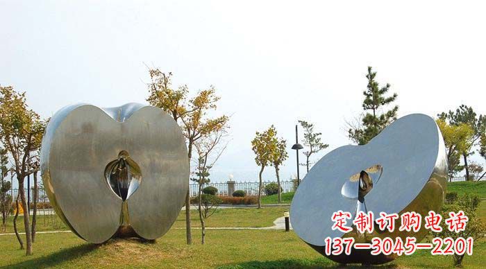 山西不锈钢苹果雕塑象征新生活的精神