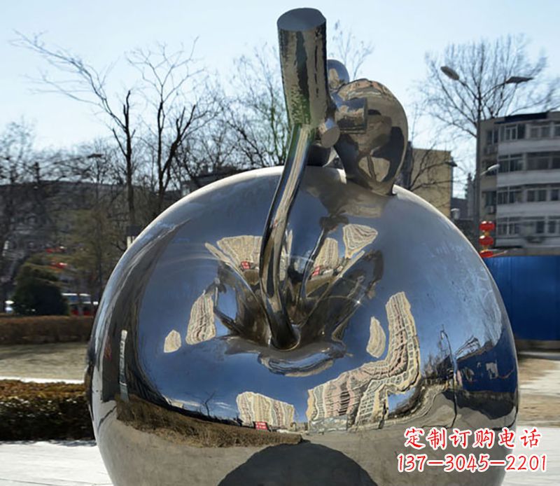 山西不锈钢苹果镜面雕塑