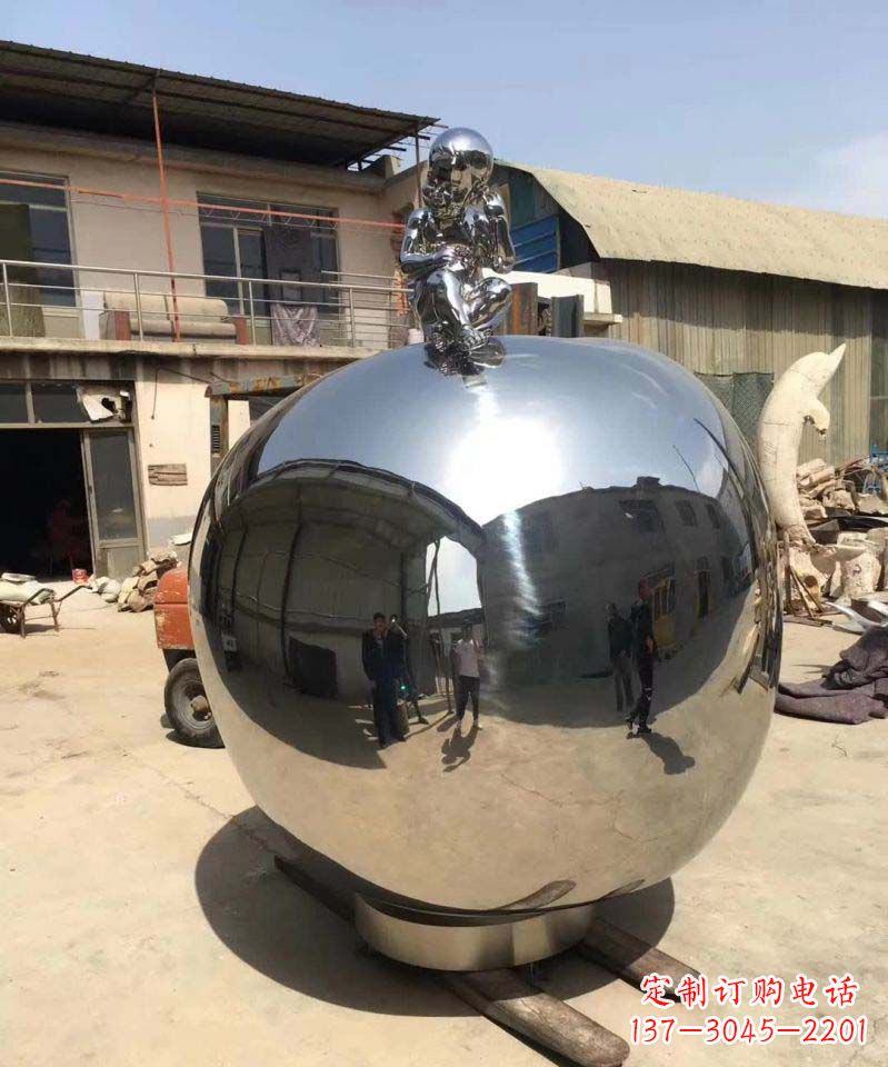 山西精美不锈钢苹果雕塑