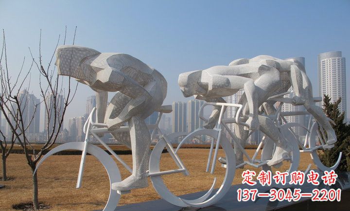 山西不锈钢骑自行车运动人物雕塑