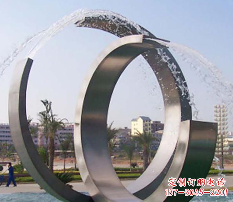 山西不锈钢情侣戒指雕塑象征爱情的永恒之物