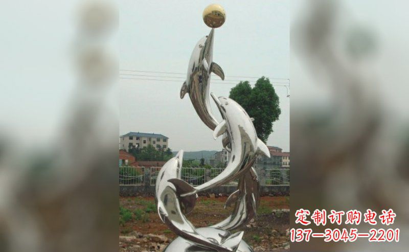 山西不锈钢三个海豚嬉戏雕塑
