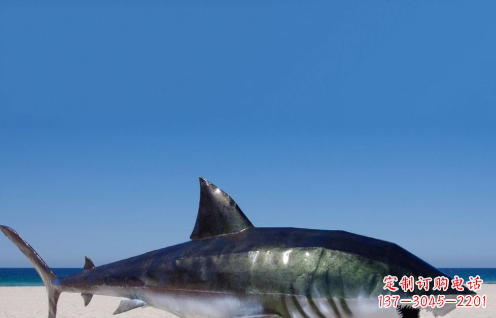 山西不锈钢鲨鱼海边动物雕塑