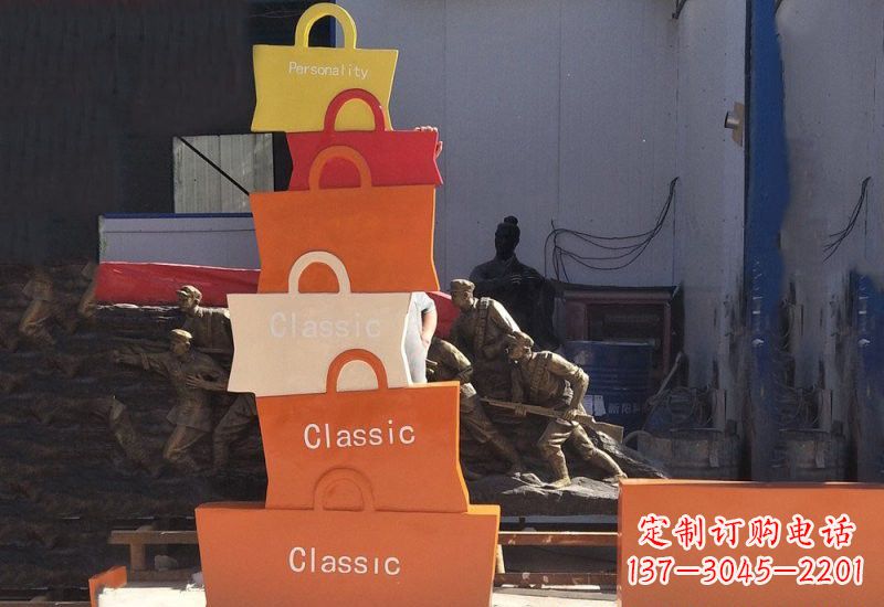 山西不锈钢购物袋雕塑